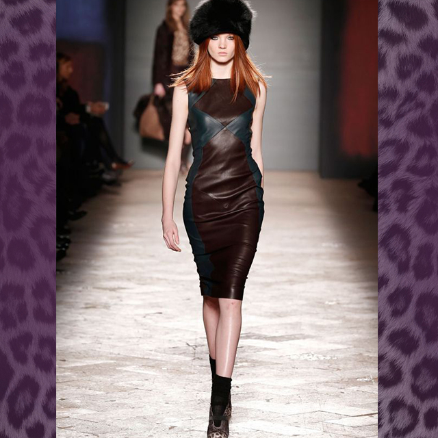 Presage simonetta ravizza color block leather dress